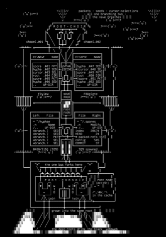 mycelial-packet-cathedral-v1, drawn on the grid.