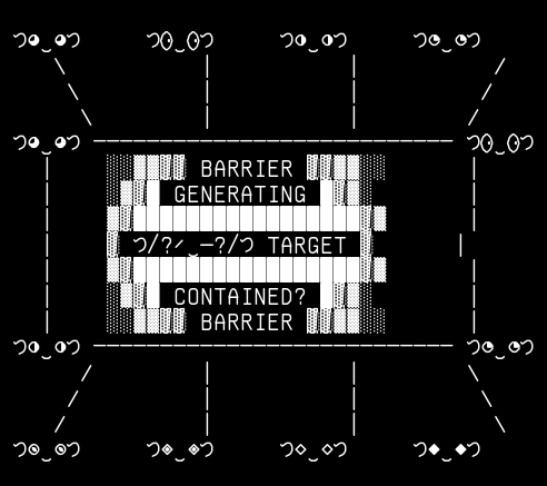 barrier-kaomoji, from the primers larder, drawn on the grid.