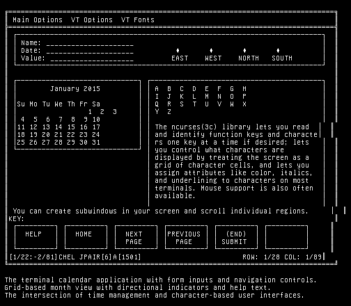 msdos-calendar-app, from the primers larder, drawn on the grid.
