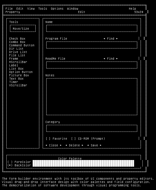 msdos-form-builder, from the primers larder, drawn on the grid.
