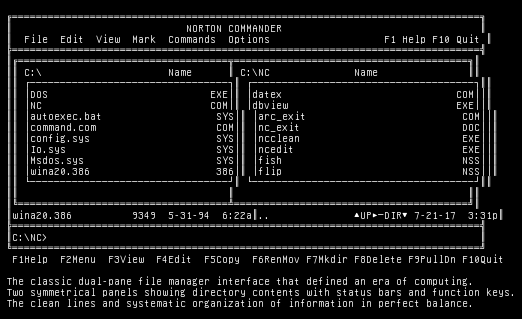 msdos-norton-commander, from the primers larder, drawn on the grid.