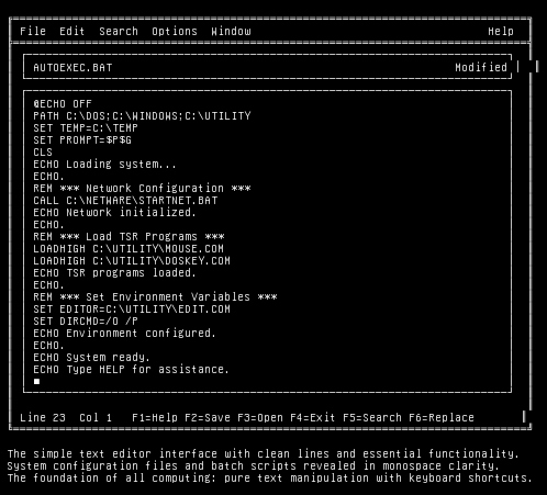 msdos-simple-text-editor, from the primers larder, drawn on the grid.