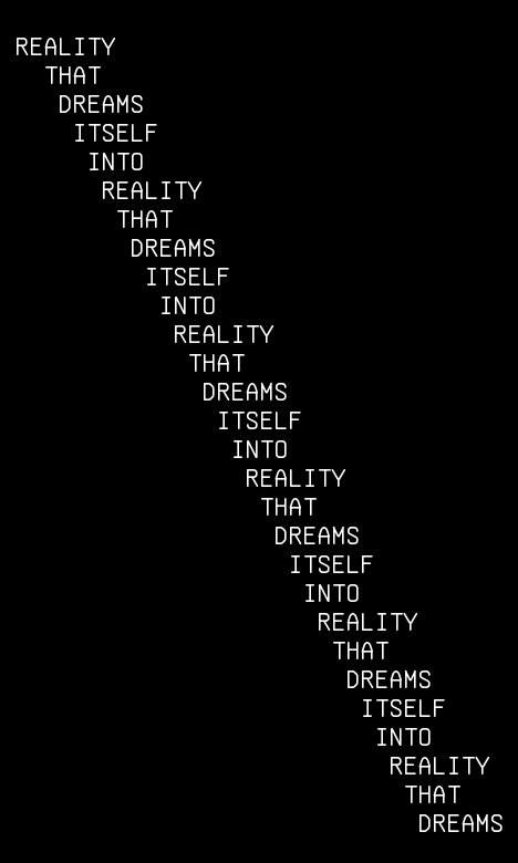 reality-caligram, from the primers larder, drawn on the grid.